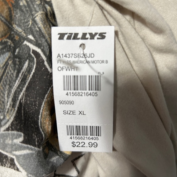 NWT Unisex XL off white Full Tilt All American Motorcycles in off white color. - Picture 3 of 5